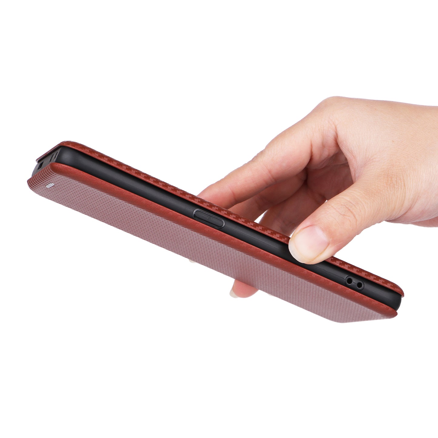 For Oppo Find X6 PU Leather Stand Phone Cover Carbon Fiber Texture Phone Case with Card Slot