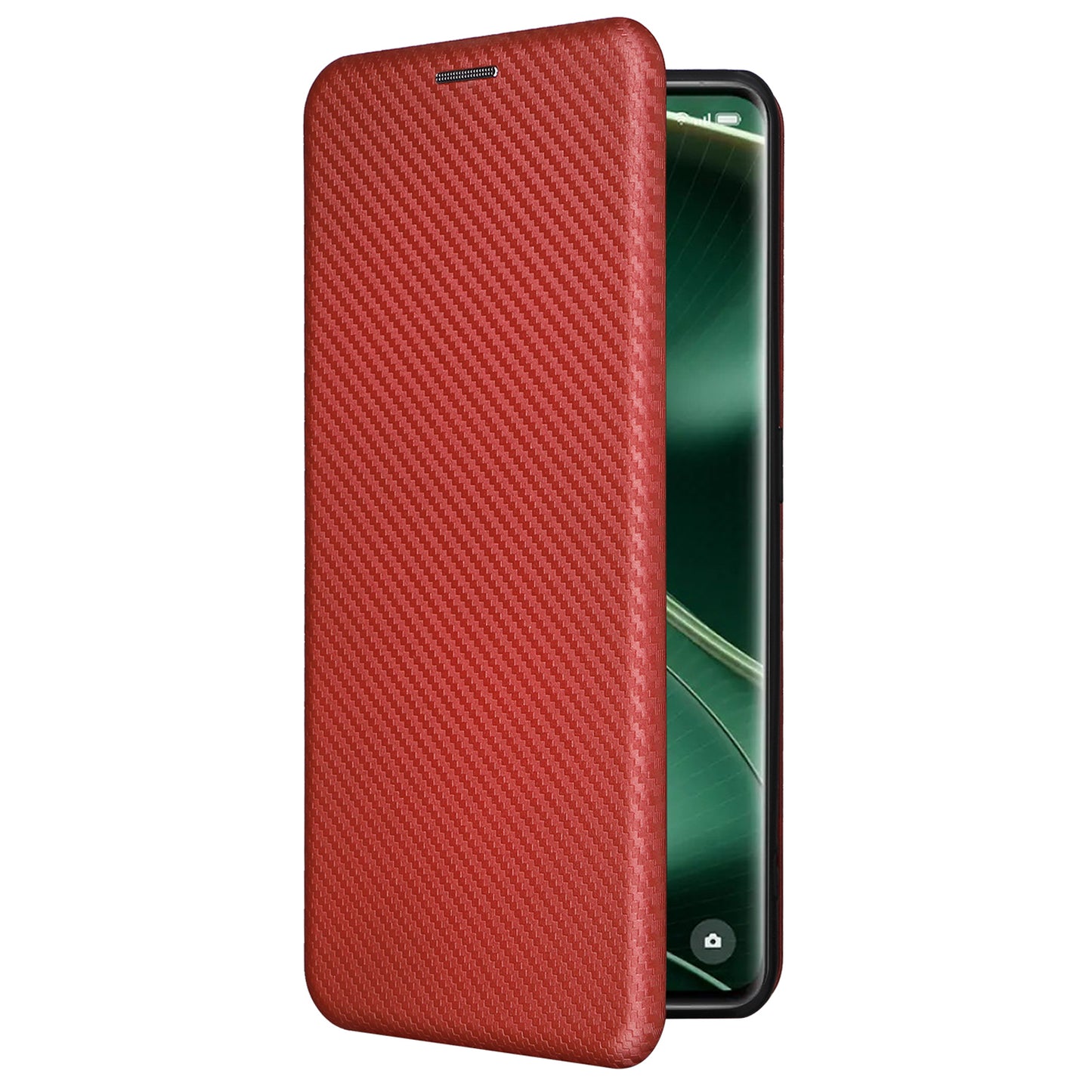 For Oppo Find X6 PU Leather Stand Phone Cover Carbon Fiber Texture Phone Case with Card Slot