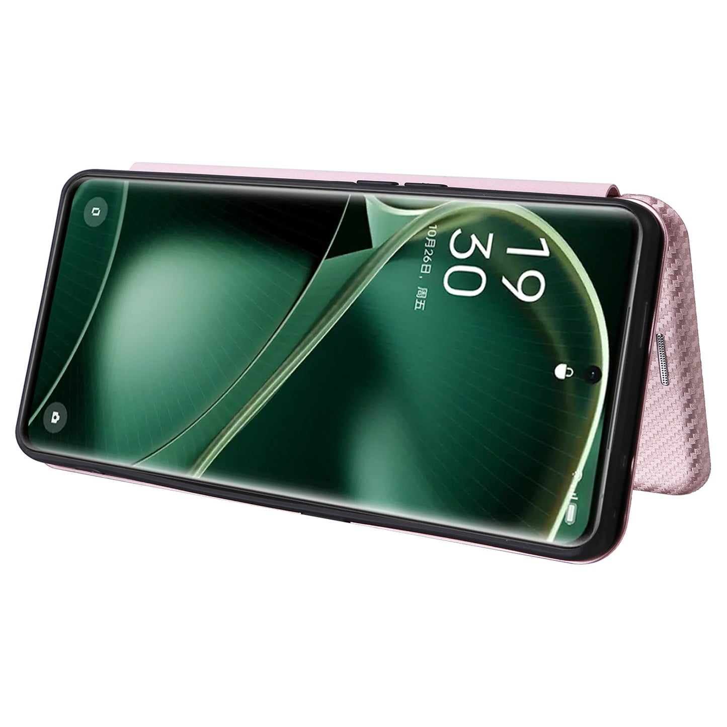 For Oppo Find X6 PU Leather Stand Phone Cover Carbon Fiber Texture Phone Case with Card Slot