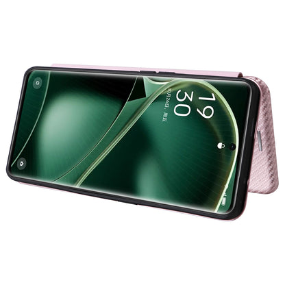 For Oppo Find X6 PU Leather Stand Phone Cover Carbon Fiber Texture Phone Case with Card Slot