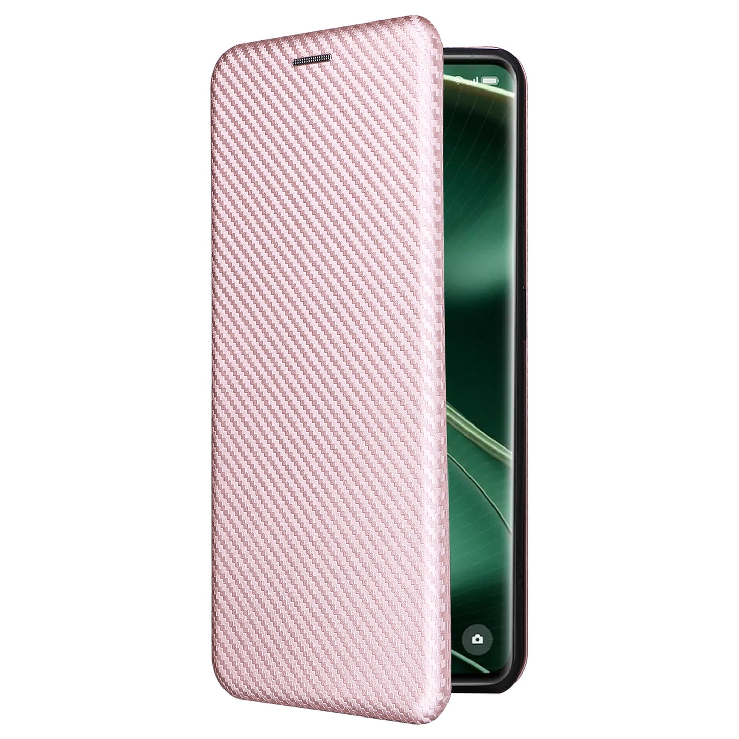 For Oppo Find X6 PU Leather Stand Phone Cover Carbon Fiber Texture Phone Case with Card Slot