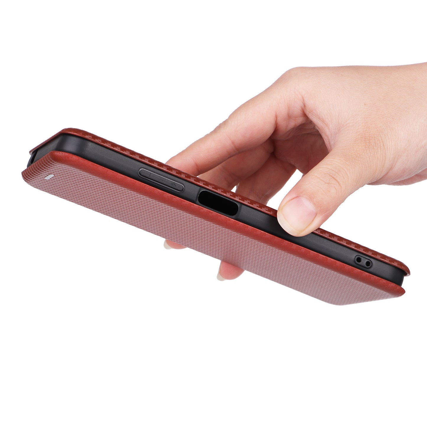 For Blackview A85 Carbon Fiber Texture Phone Case Leather Flip Stand Cover with Card Holder, Kickstand