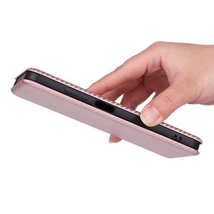 For Blackview A85 Carbon Fiber Texture Phone Case Leather Flip Stand Cover with Card Holder, Kickstand