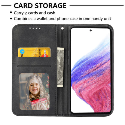 Phone Case for Samsung Galaxy A24 4G , Imprinted Rhombus Pattern Wallet Calf Texture PU Leather Stand Phone Cover