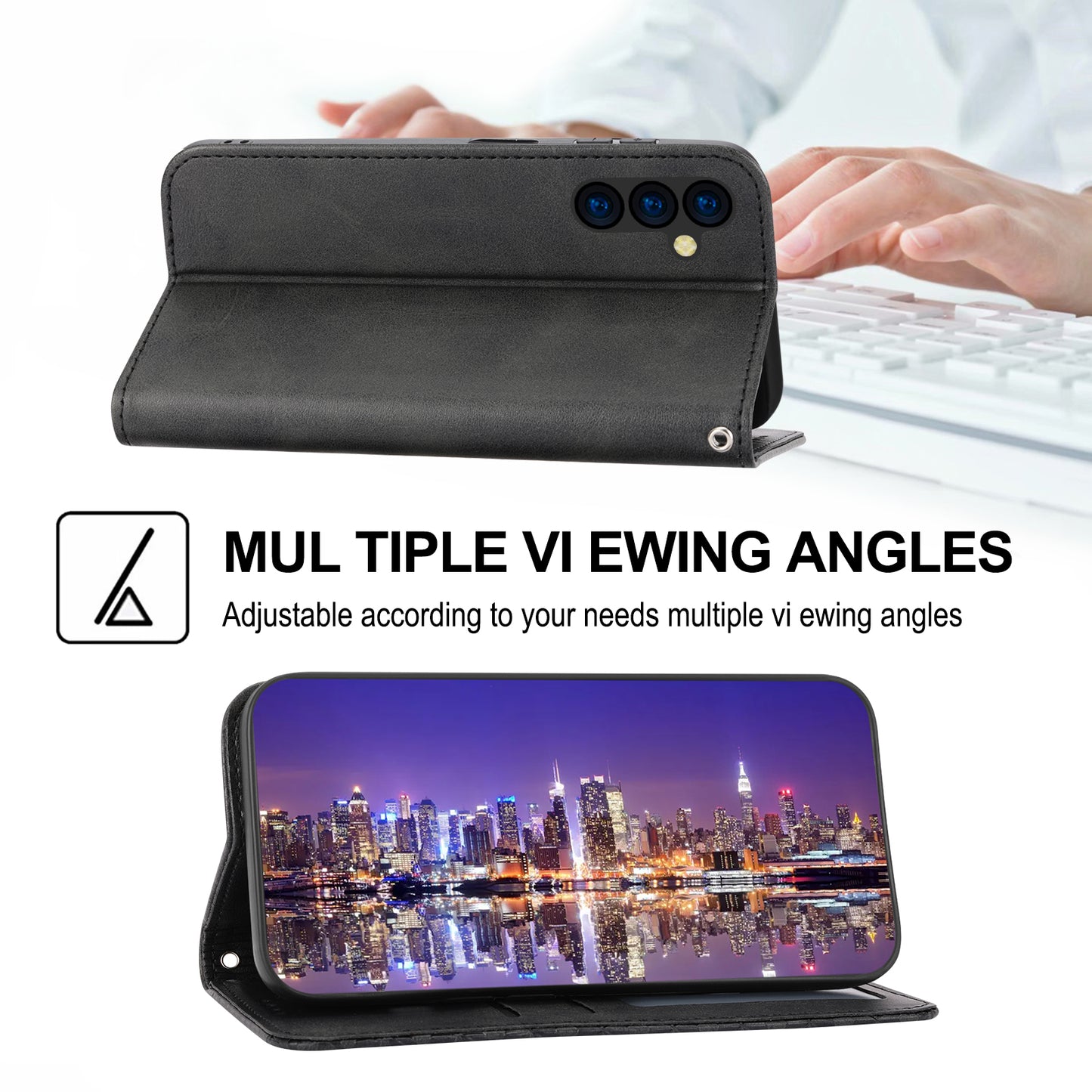 Phone Case for Samsung Galaxy A24 4G , Imprinted Rhombus Pattern Wallet Calf Texture PU Leather Stand Phone Cover