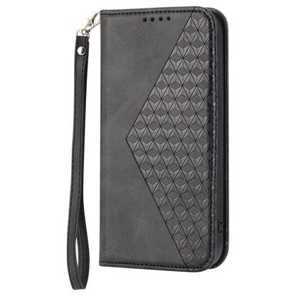 Phone Case for Samsung Galaxy A24 4G , Imprinted Rhombus Pattern Wallet Calf Texture PU Leather Stand Phone Cover