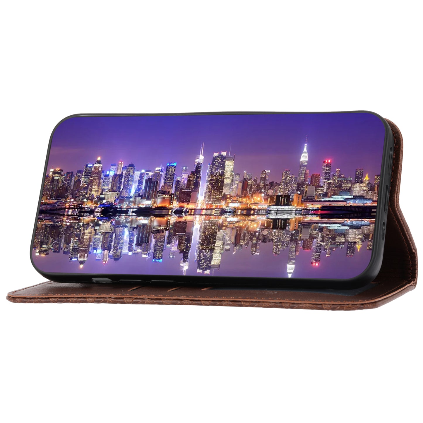 Phone Case for Samsung Galaxy A24 4G , Imprinted Rhombus Pattern Wallet Calf Texture PU Leather Stand Phone Cover