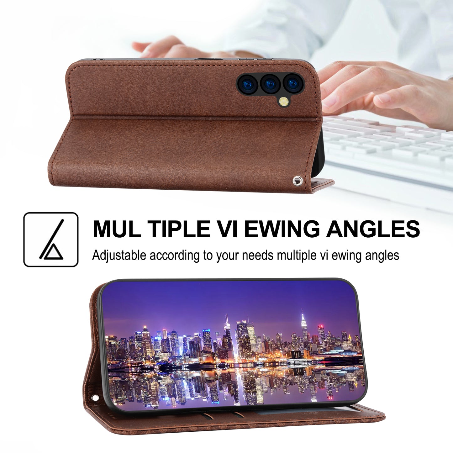 Phone Case for Samsung Galaxy A24 4G , Imprinted Rhombus Pattern Wallet Calf Texture PU Leather Stand Phone Cover