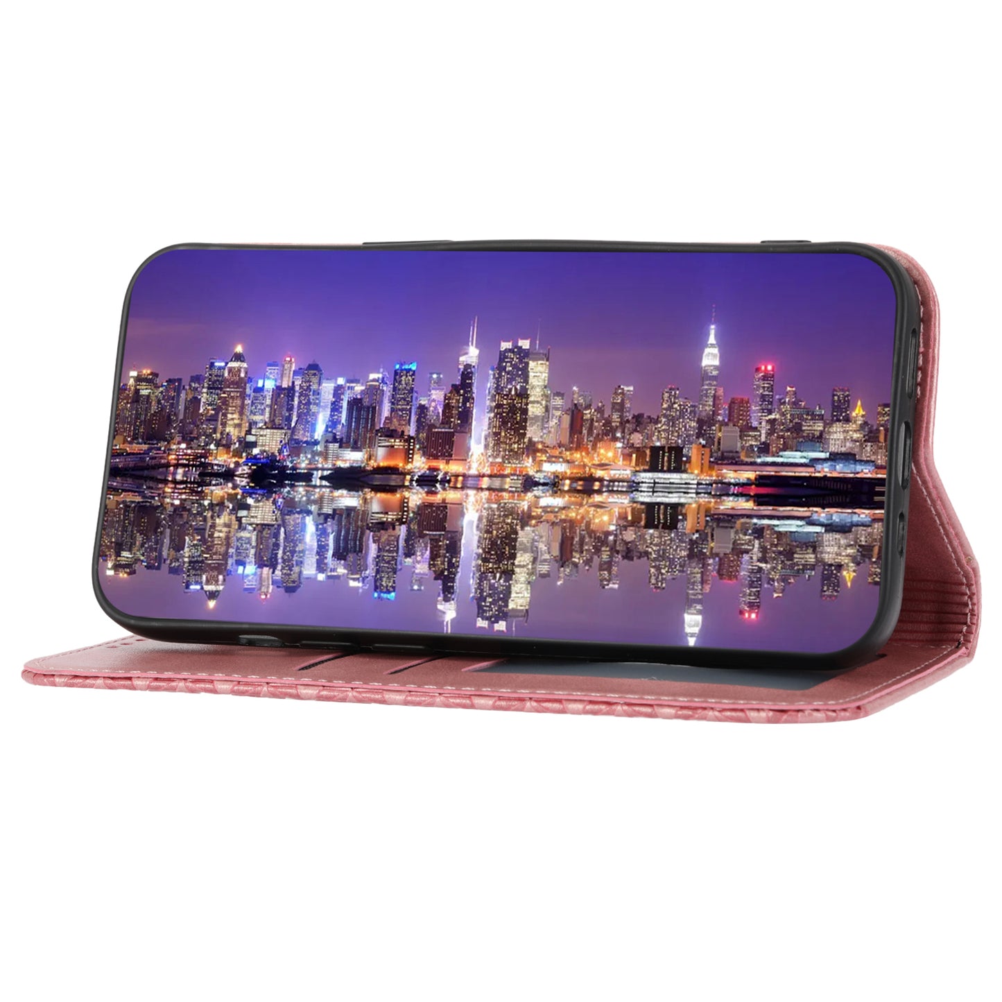 Phone Case for Samsung Galaxy A24 4G , Imprinted Rhombus Pattern Wallet Calf Texture PU Leather Stand Phone Cover