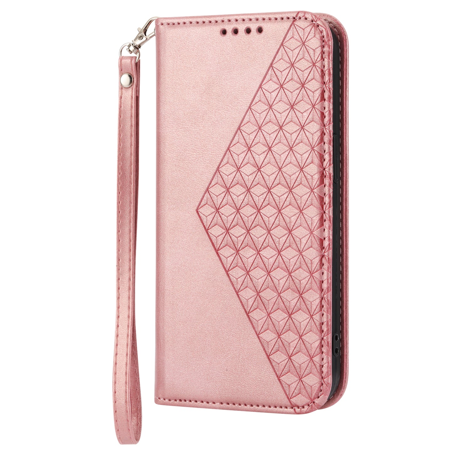Phone Case for Samsung Galaxy A24 4G , Imprinted Rhombus Pattern Wallet Calf Texture PU Leather Stand Phone Cover