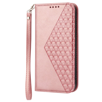 Phone Case for Samsung Galaxy A24 4G , Imprinted Rhombus Pattern Wallet Calf Texture PU Leather Stand Phone Cover