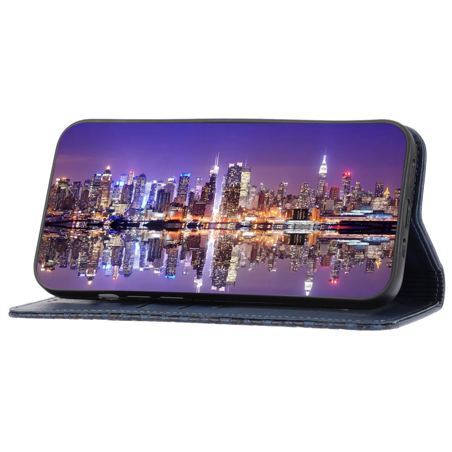 Phone Case for Samsung Galaxy A24 4G , Imprinted Rhombus Pattern Wallet Calf Texture PU Leather Stand Phone Cover