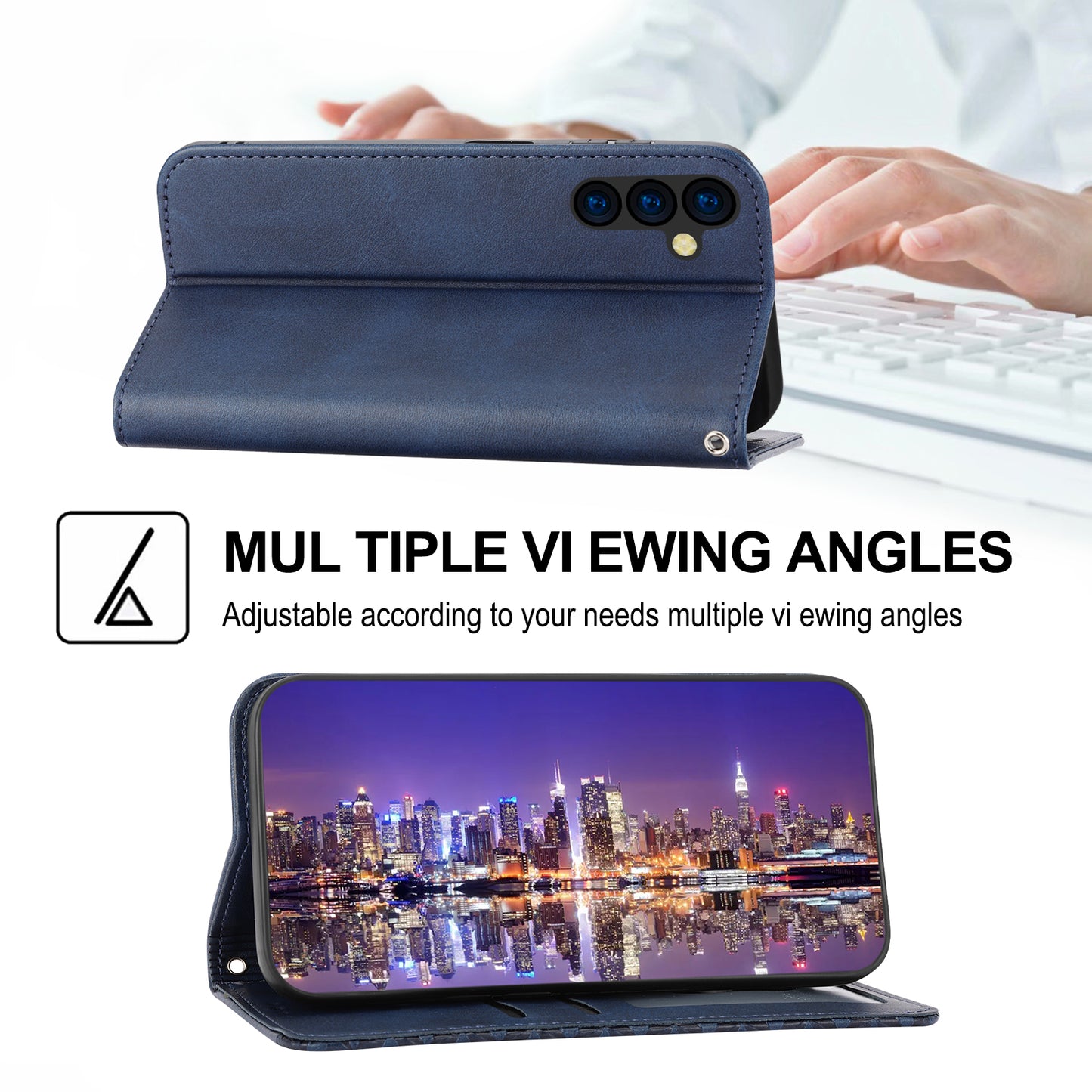 Phone Case for Samsung Galaxy A24 4G , Imprinted Rhombus Pattern Wallet Calf Texture PU Leather Stand Phone Cover