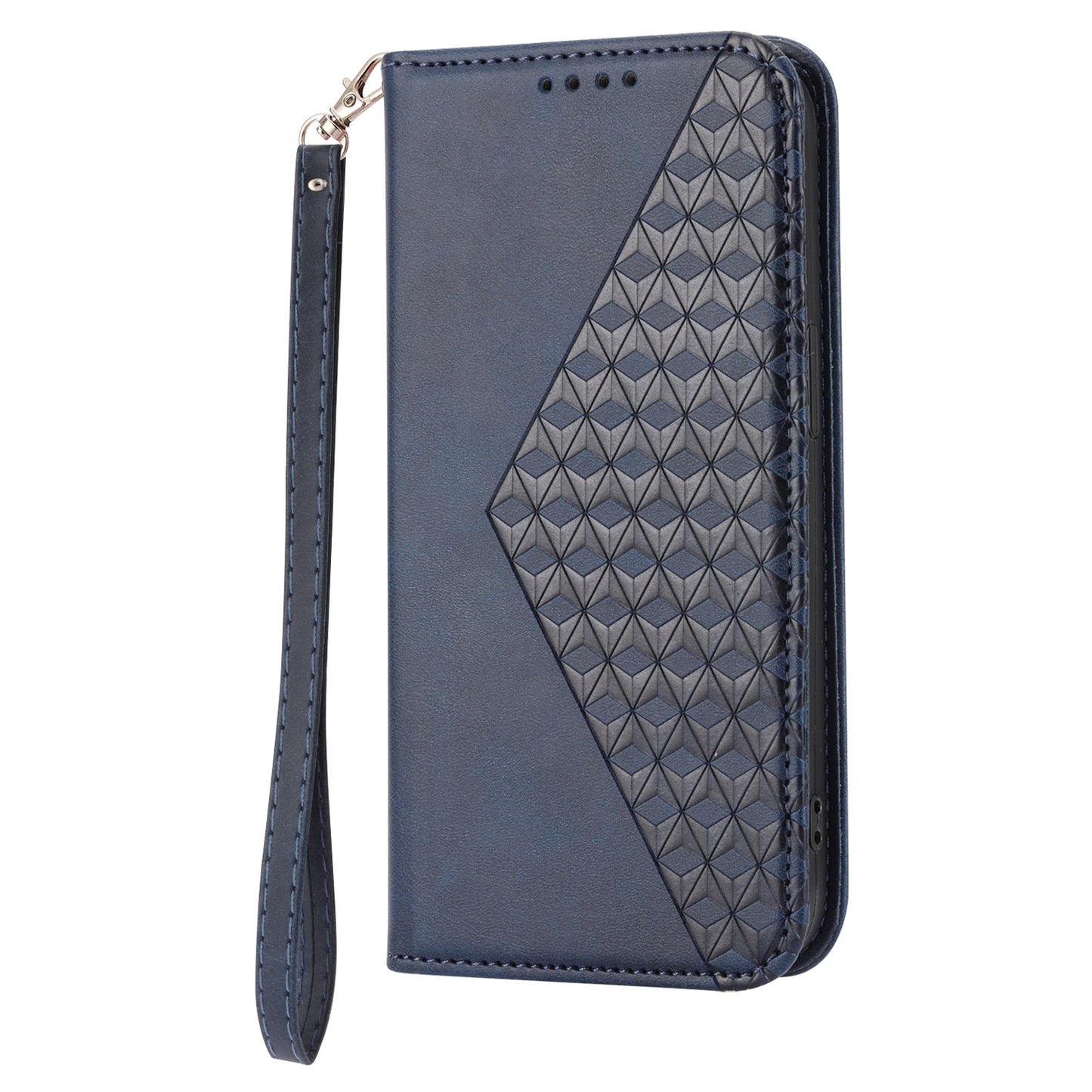 Phone Case for Samsung Galaxy A24 4G , Imprinted Rhombus Pattern Wallet Calf Texture PU Leather Stand Phone Cover