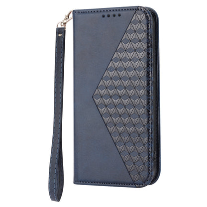 Phone Case for Samsung Galaxy A24 4G , Imprinted Rhombus Pattern Wallet Calf Texture PU Leather Stand Phone Cover