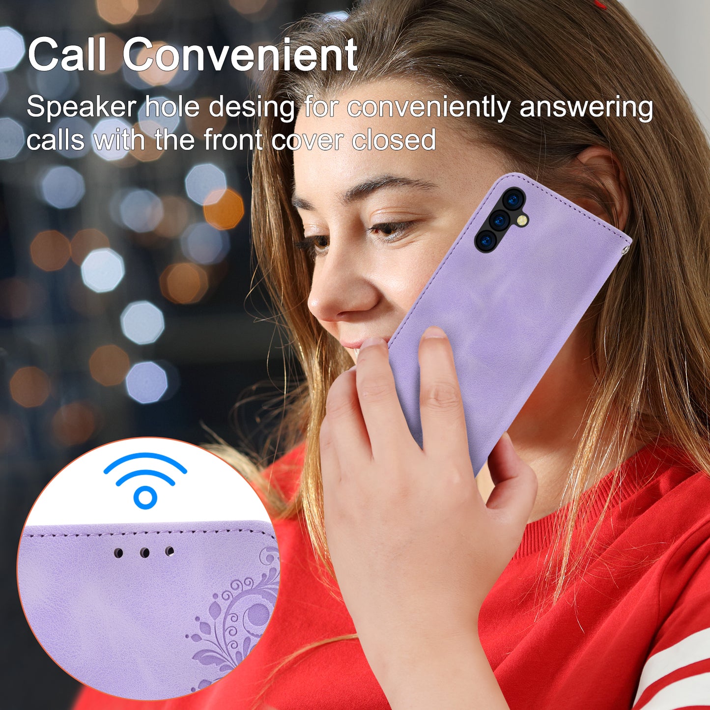 Flower Imprinted Phone Shell for Samsung Galaxy A24 4G Anti-Drop Phone Case Skin-Touch Leather Cover with Strap