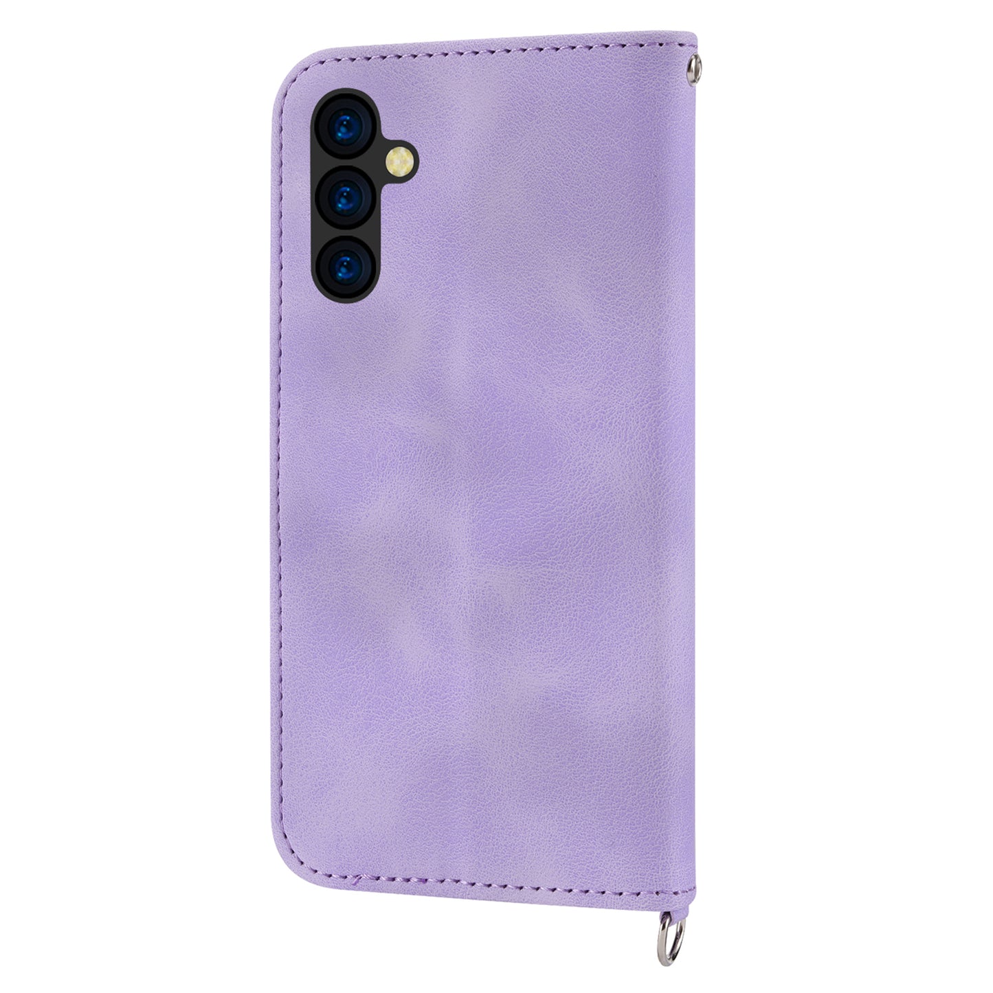 Flower Imprinted Phone Shell for Samsung Galaxy A24 4G Anti-Drop Phone Case Skin-Touch Leather Cover with Strap