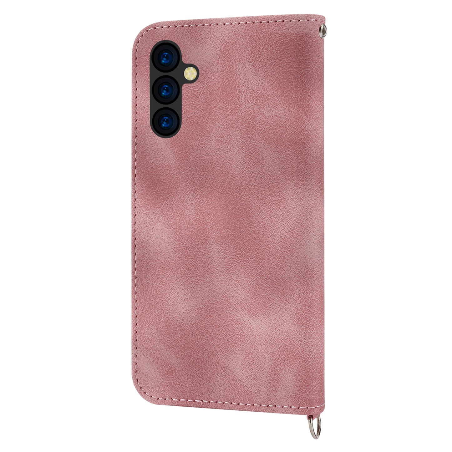 Flower Imprinted Phone Shell for Samsung Galaxy A24 4G Anti-Drop Phone Case Skin-Touch Leather Cover with Strap
