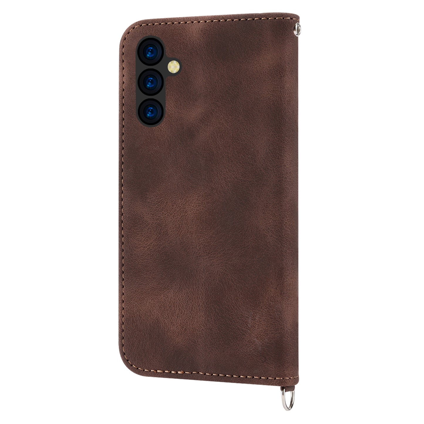 Flower Imprinted Phone Shell for Samsung Galaxy A24 4G Anti-Drop Phone Case Skin-Touch Leather Cover with Strap