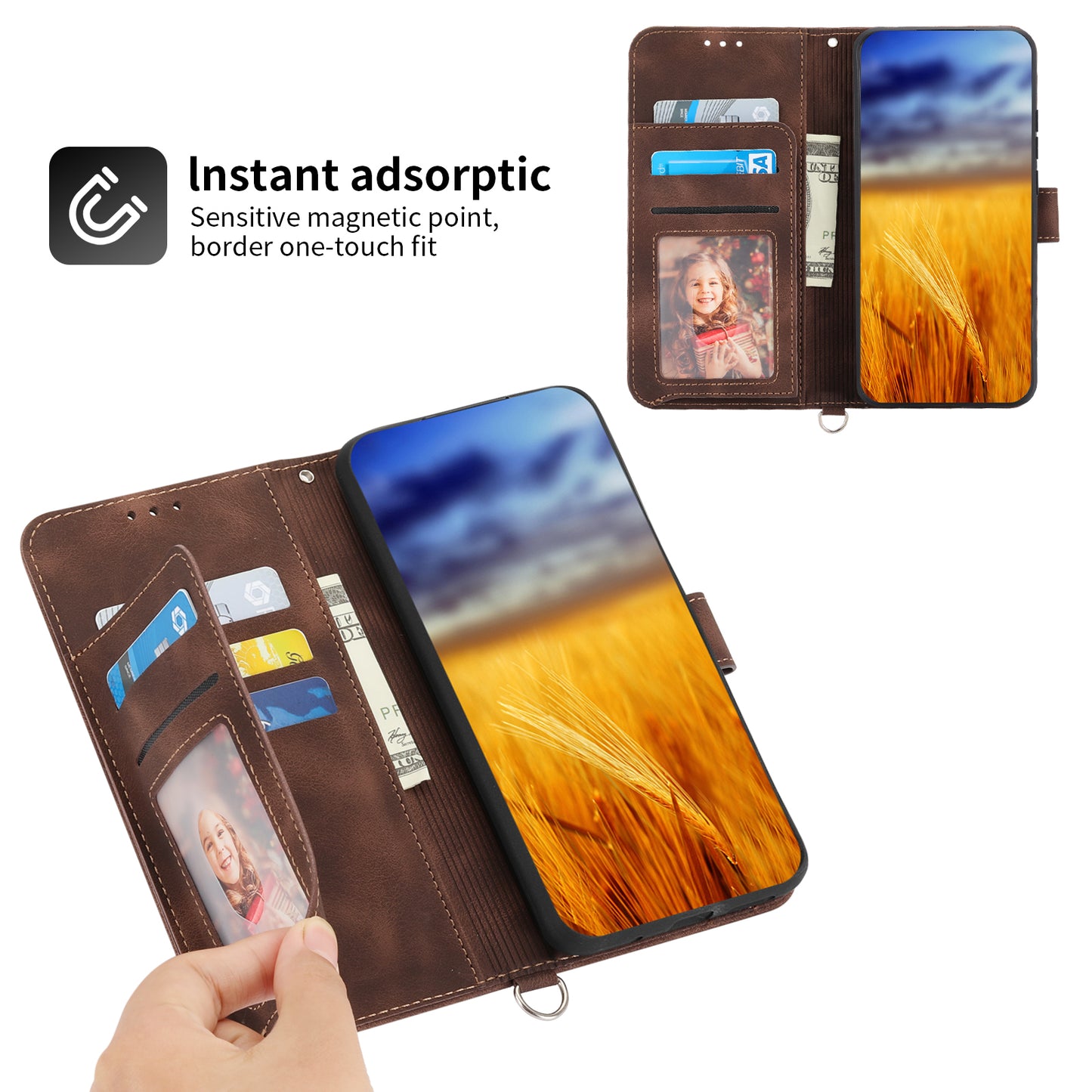 Flower Imprinted Phone Shell for Samsung Galaxy A24 4G Anti-Drop Phone Case Skin-Touch Leather Cover with Strap