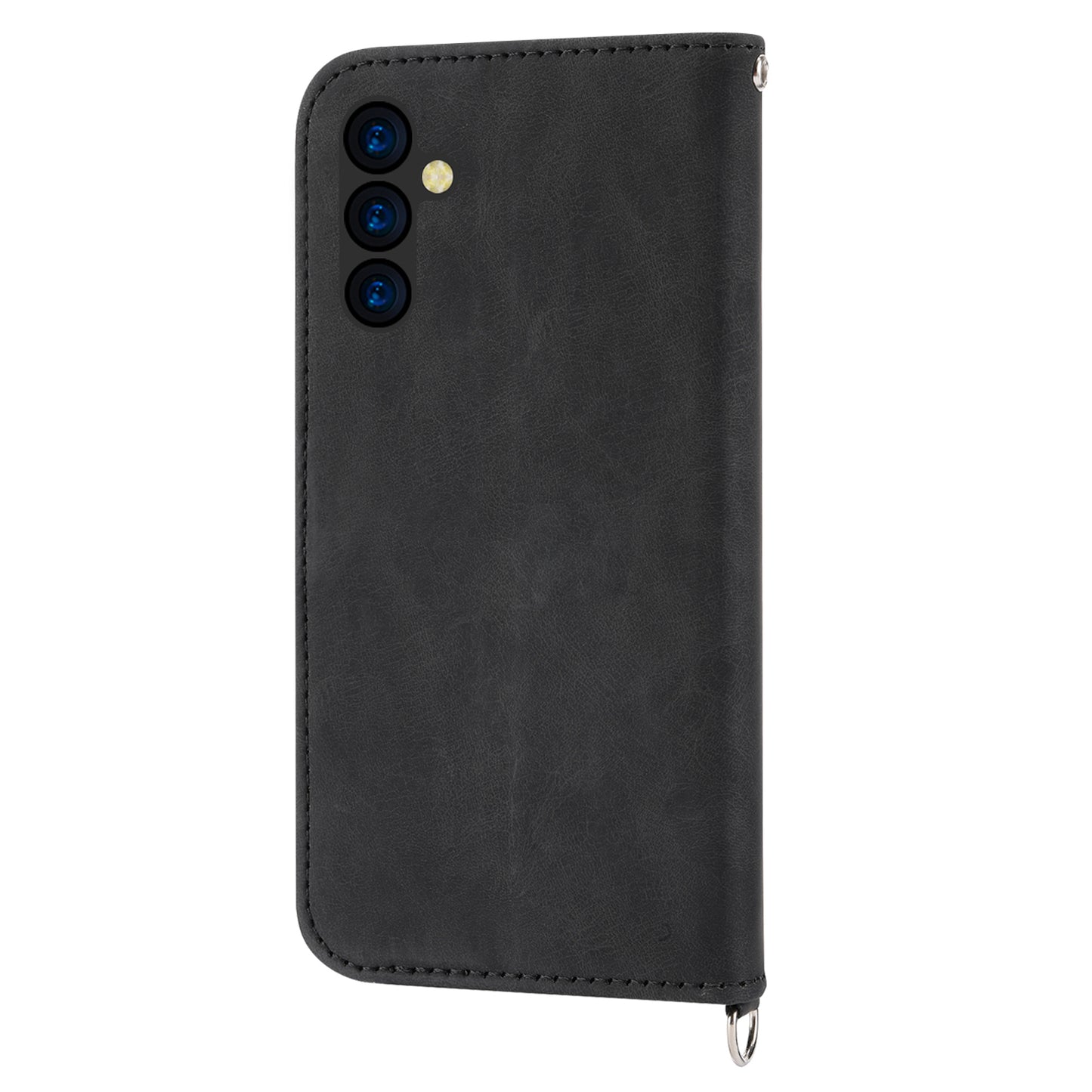 Flower Imprinted Phone Shell for Samsung Galaxy A24 4G Anti-Drop Phone Case Skin-Touch Leather Cover with Strap