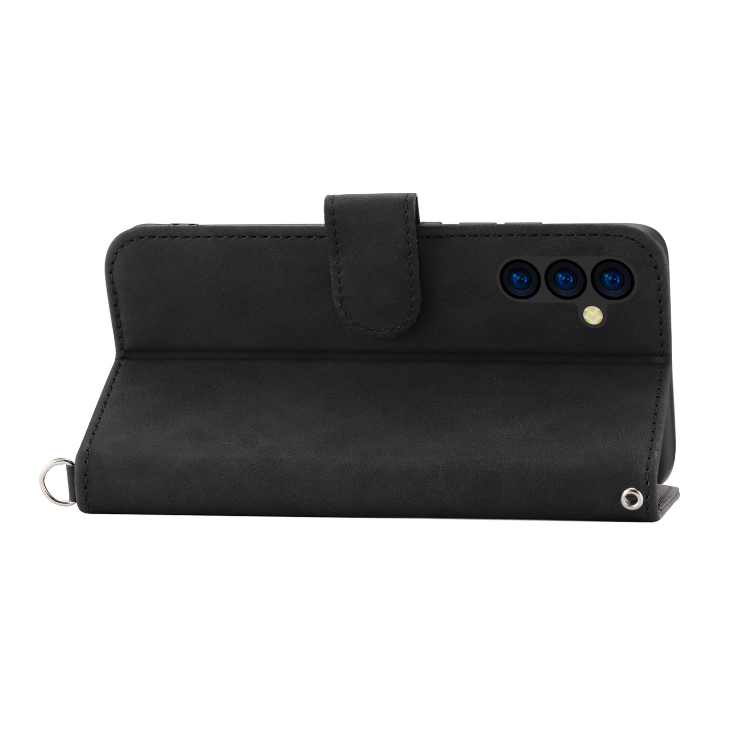 Flower Imprinted Phone Shell for Samsung Galaxy A24 4G Anti-Drop Phone Case Skin-Touch Leather Cover with Strap