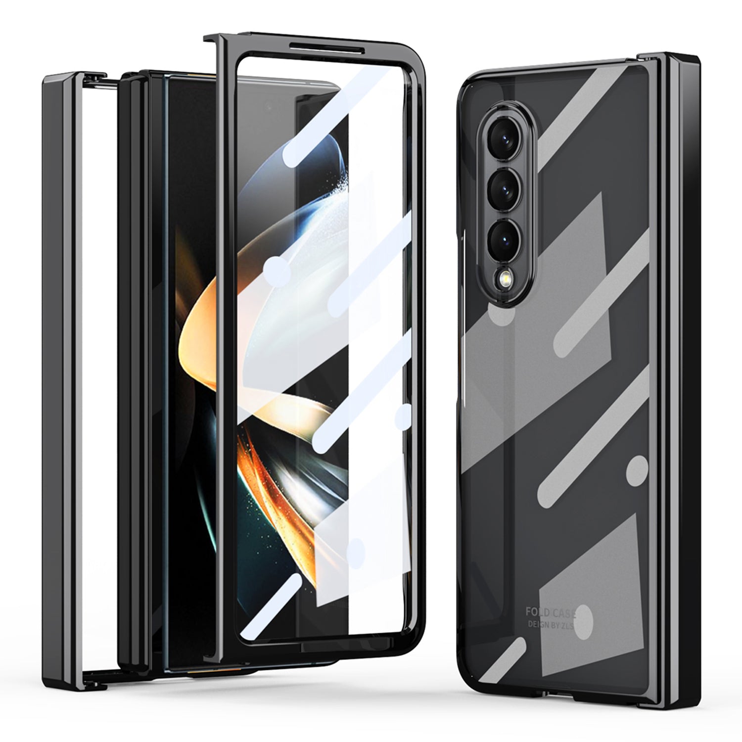 For Samsung Galaxy Z Fold4 5G Electroplating High Transparency Folding Phone Case with Tempered Glass Film