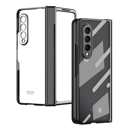 For Samsung Galaxy Z Fold4 5G Electroplating High Transparency Folding Phone Case with Tempered Glass Film