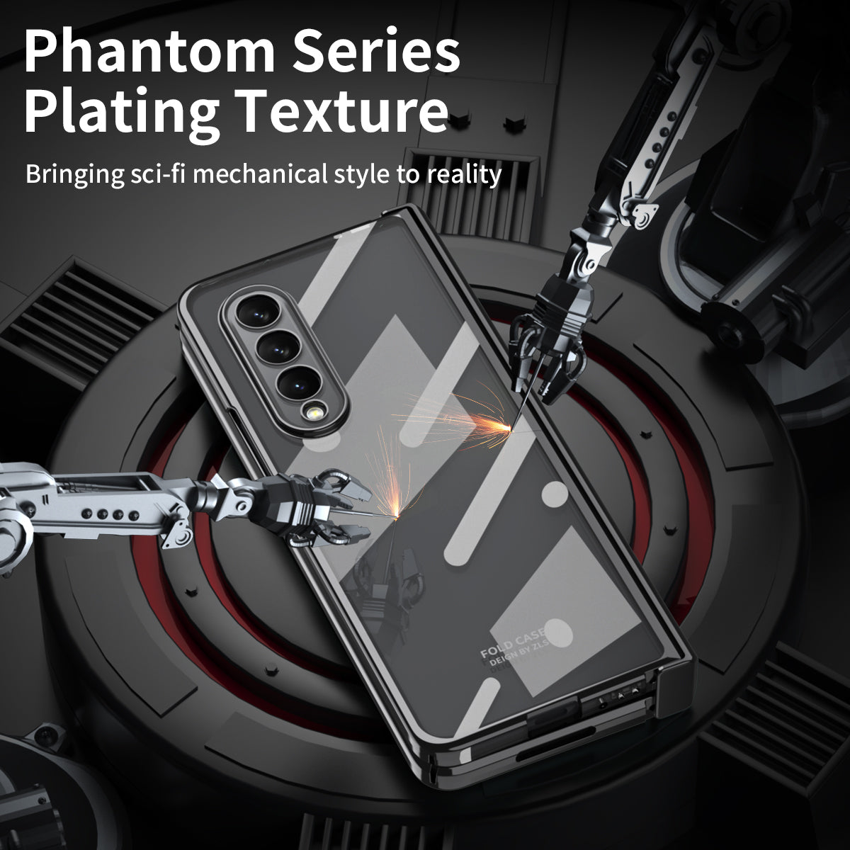 For Samsung Galaxy Z Fold4 5G Electroplating High Transparency Folding Phone Case with Tempered Glass Film