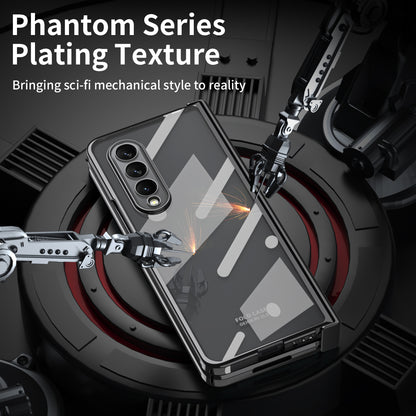 For Samsung Galaxy Z Fold4 5G Electroplating High Transparency Folding Phone Case with Tempered Glass Film