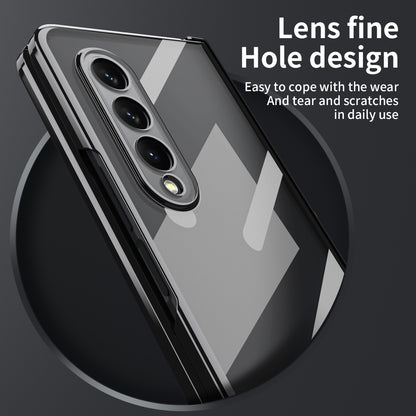 For Samsung Galaxy Z Fold4 5G Electroplating High Transparency Folding Phone Case with Tempered Glass Film