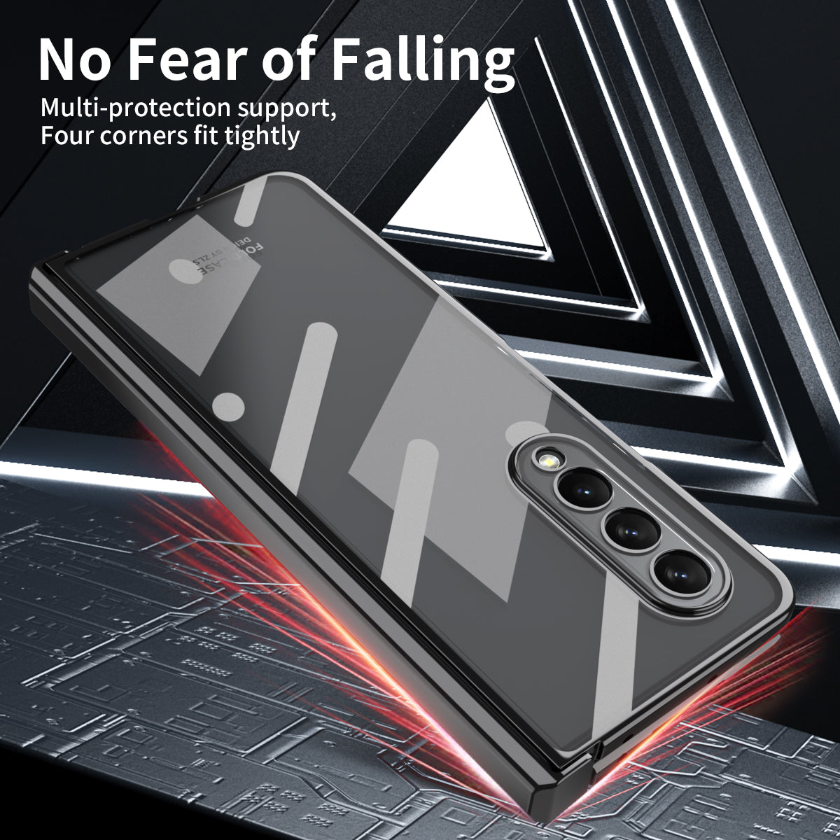 For Samsung Galaxy Z Fold4 5G Electroplating High Transparency Folding Phone Case with Tempered Glass Film