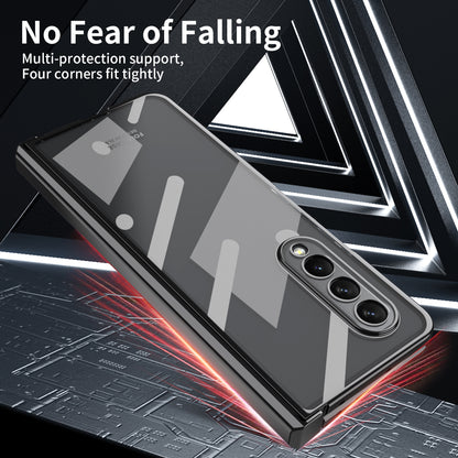 For Samsung Galaxy Z Fold4 5G Electroplating High Transparency Folding Phone Case with Tempered Glass Film