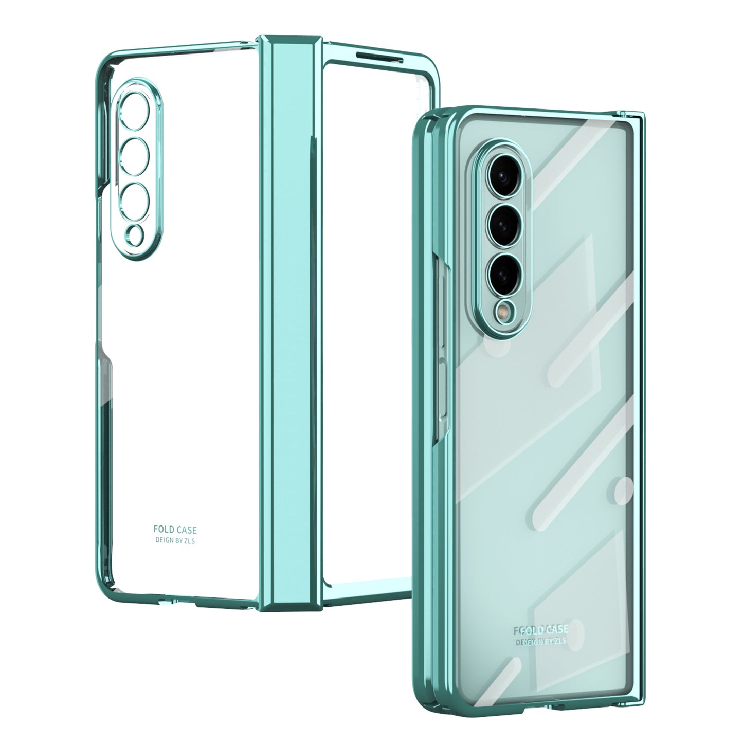 For Samsung Galaxy Z Fold4 5G Electroplating High Transparency Folding Phone Case with Tempered Glass Film