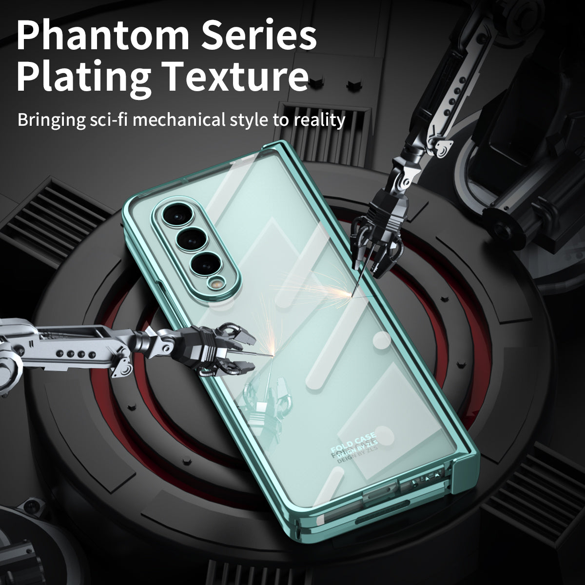 For Samsung Galaxy Z Fold4 5G Electroplating High Transparency Folding Phone Case with Tempered Glass Film