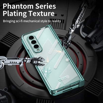 For Samsung Galaxy Z Fold4 5G Electroplating High Transparency Folding Phone Case with Tempered Glass Film