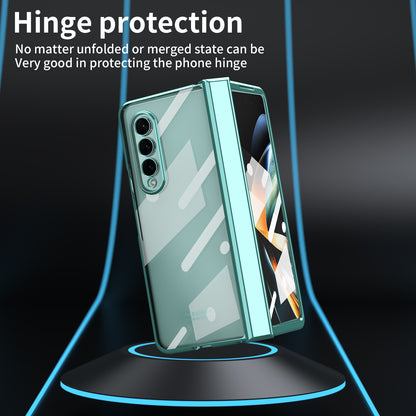 For Samsung Galaxy Z Fold4 5G Electroplating High Transparency Folding Phone Case with Tempered Glass Film