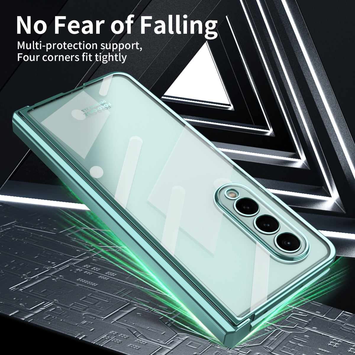 For Samsung Galaxy Z Fold4 5G Electroplating High Transparency Folding Phone Case with Tempered Glass Film