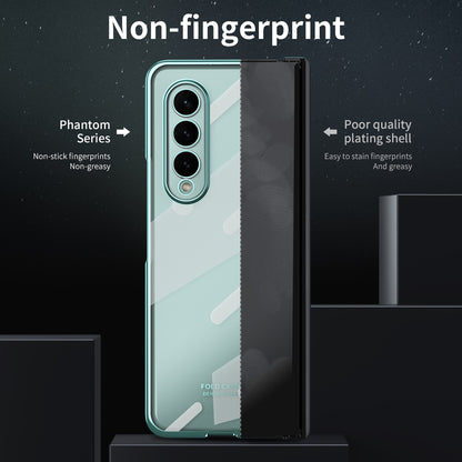 For Samsung Galaxy Z Fold4 5G Electroplating High Transparency Folding Phone Case with Tempered Glass Film