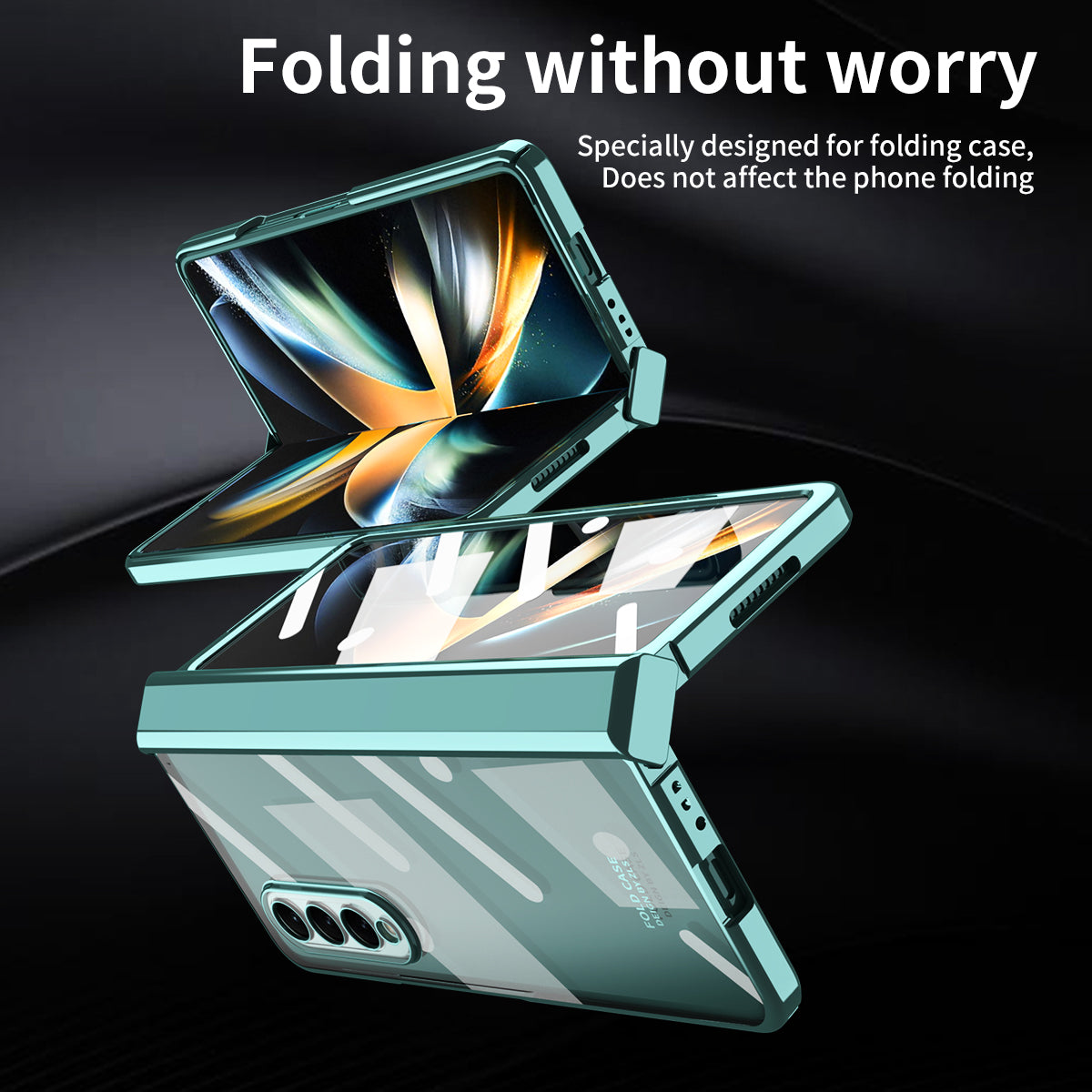 For Samsung Galaxy Z Fold4 5G Electroplating High Transparency Folding Phone Case with Tempered Glass Film
