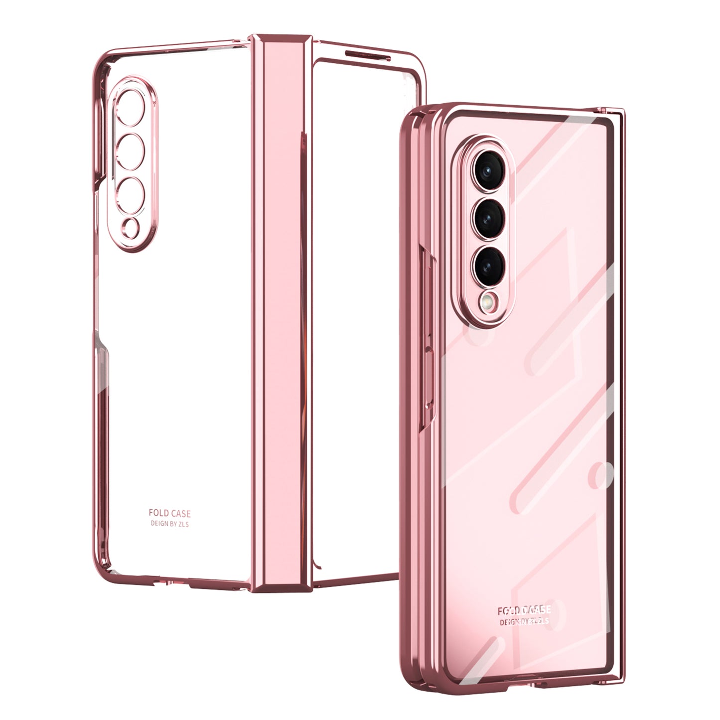 For Samsung Galaxy Z Fold4 5G Electroplating High Transparency Folding Phone Case with Tempered Glass Film