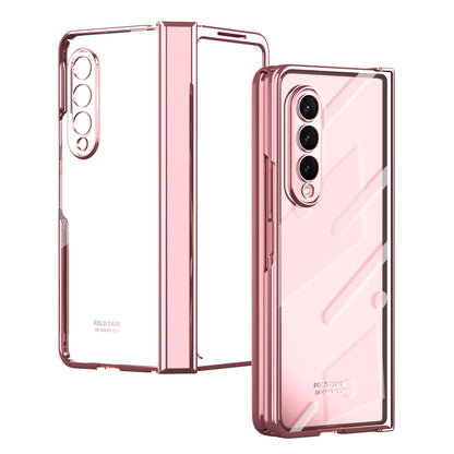 For Samsung Galaxy Z Fold4 5G Electroplating High Transparency Folding Phone Case with Tempered Glass Film