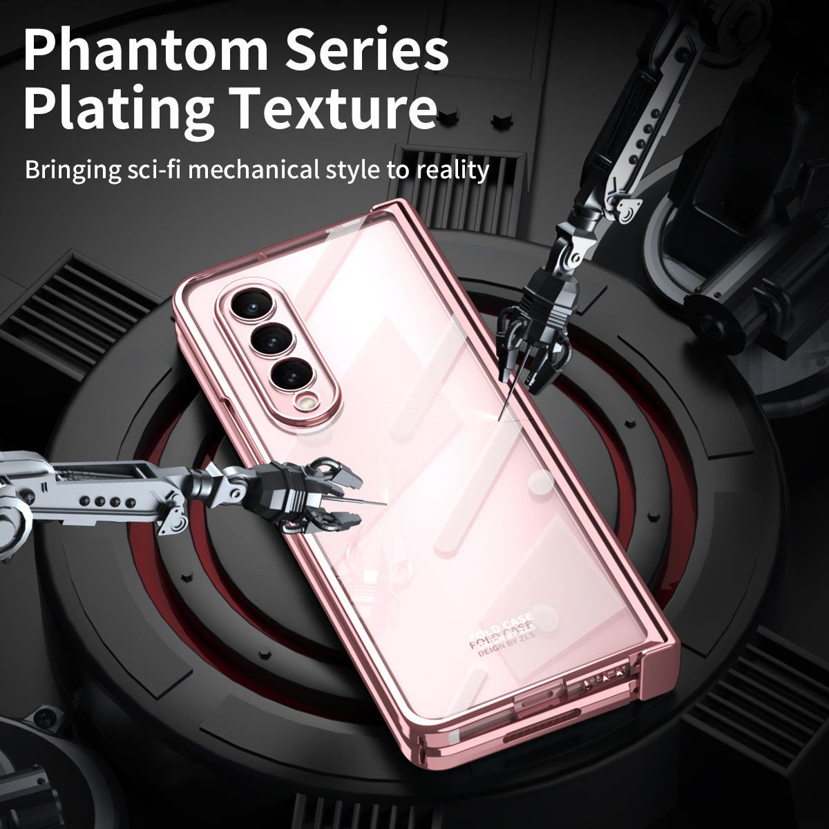 For Samsung Galaxy Z Fold4 5G Electroplating High Transparency Folding Phone Case with Tempered Glass Film