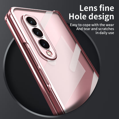 For Samsung Galaxy Z Fold4 5G Electroplating High Transparency Folding Phone Case with Tempered Glass Film