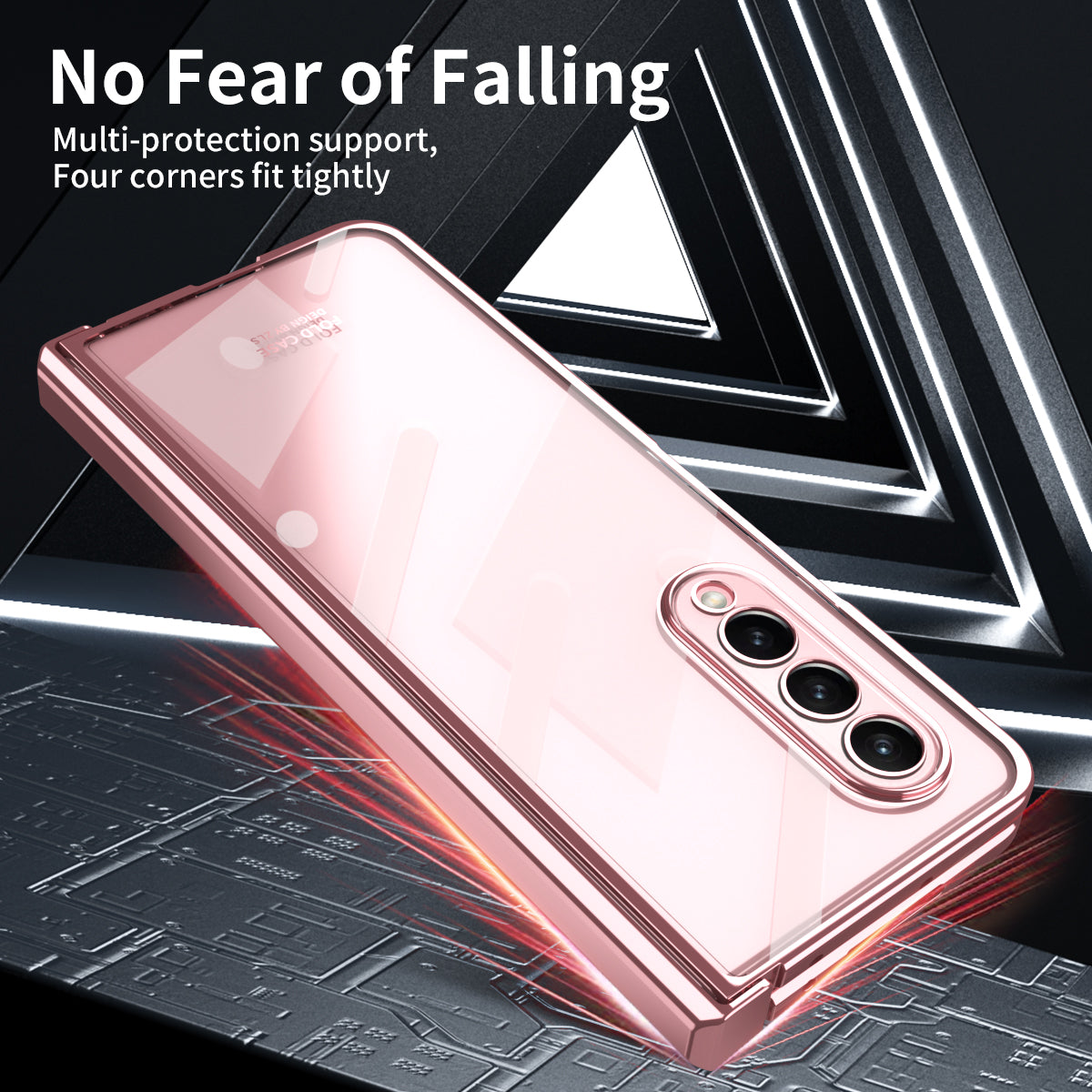 For Samsung Galaxy Z Fold4 5G Electroplating High Transparency Folding Phone Case with Tempered Glass Film