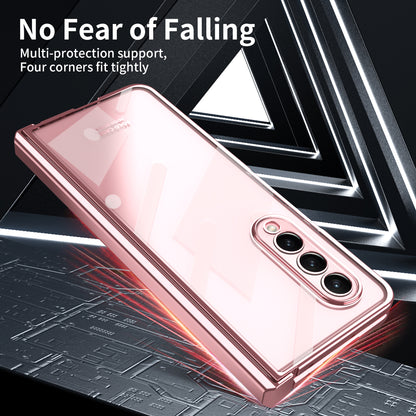 For Samsung Galaxy Z Fold4 5G Electroplating High Transparency Folding Phone Case with Tempered Glass Film