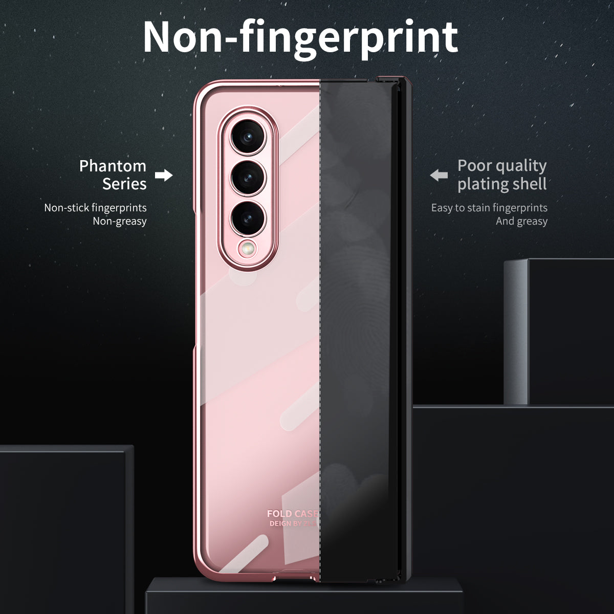 For Samsung Galaxy Z Fold4 5G Electroplating High Transparency Folding Phone Case with Tempered Glass Film