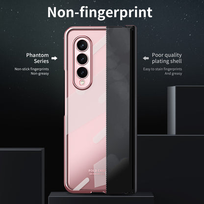 For Samsung Galaxy Z Fold4 5G Electroplating High Transparency Folding Phone Case with Tempered Glass Film