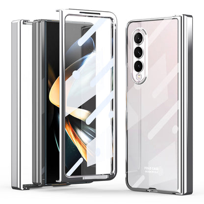 For Samsung Galaxy Z Fold4 5G Electroplating High Transparency Folding Phone Case with Tempered Glass Film