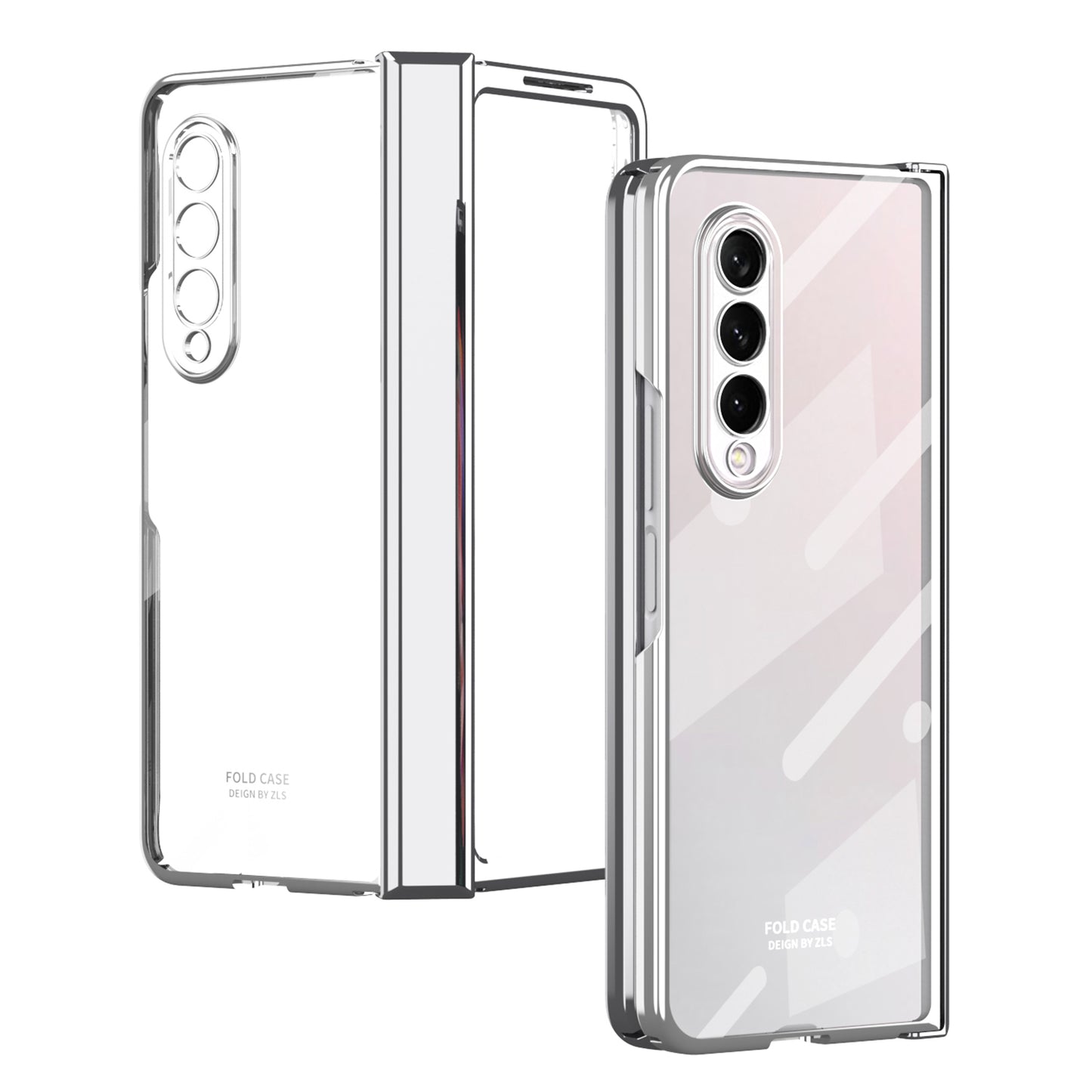 For Samsung Galaxy Z Fold4 5G Electroplating High Transparency Folding Phone Case with Tempered Glass Film
